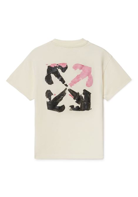 T-shirt panna con stampa rosa Off-white kids OFF WHITE KIDS | T-SHIRT E POLO | OGAA001F24JER0090310